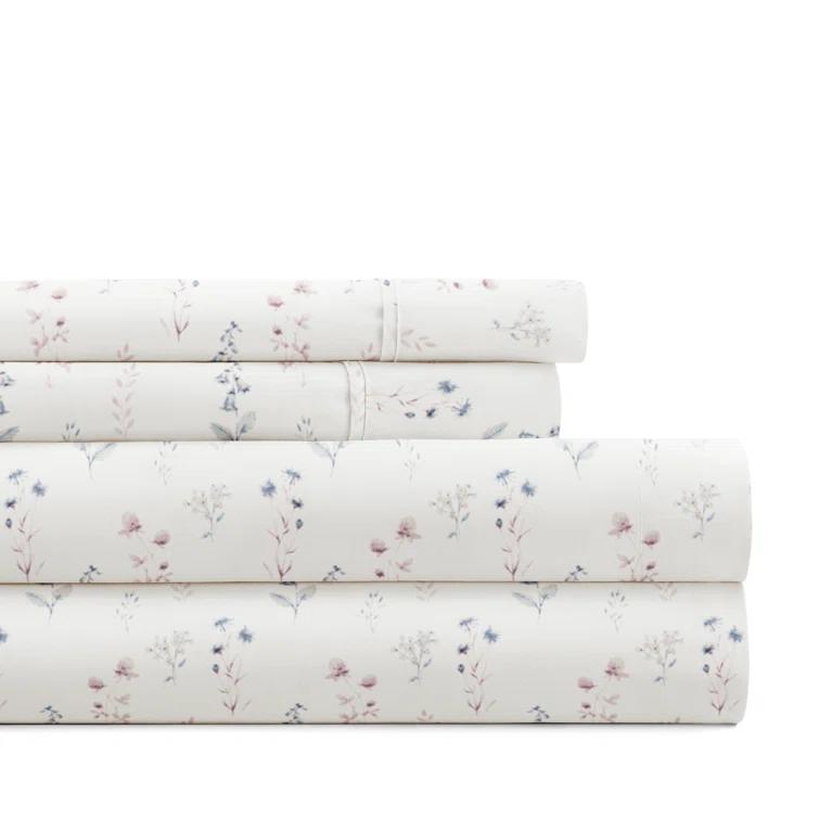 IEnjoy Home 4 Piece Sheet Set Patterned Microfiber Ultra Soft Bedding in Floral Dream