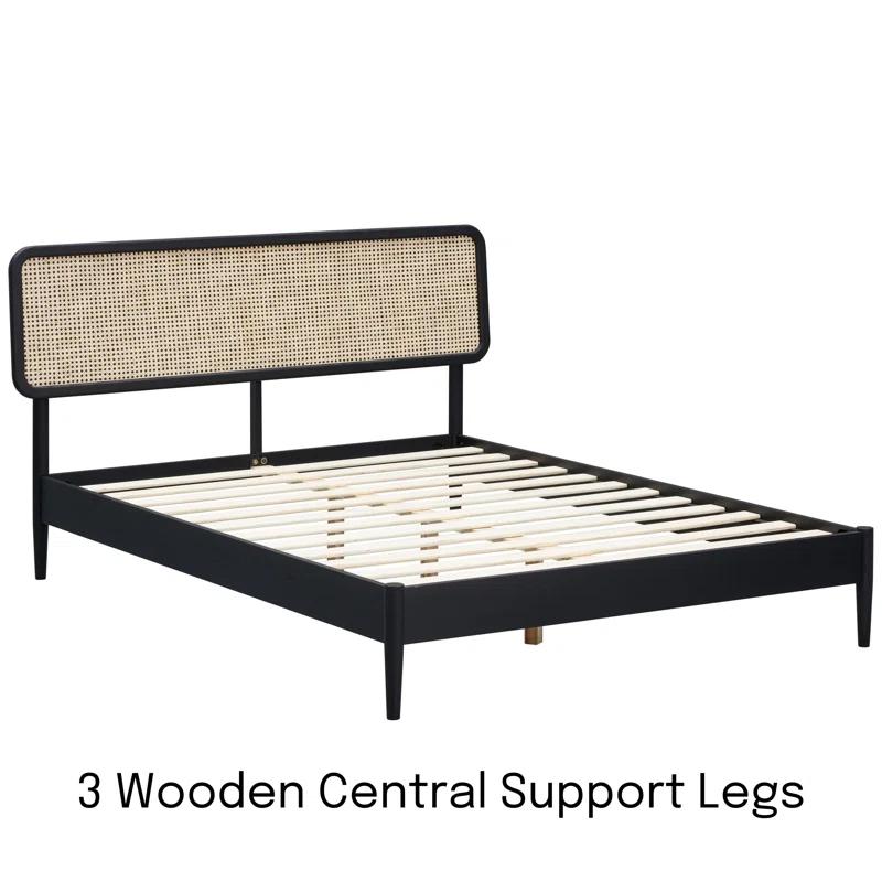 NTC Lupin Solid Wood Bed Frame with Headboard and Silent Slats, 1000 lbs Capacity Bed Frame
