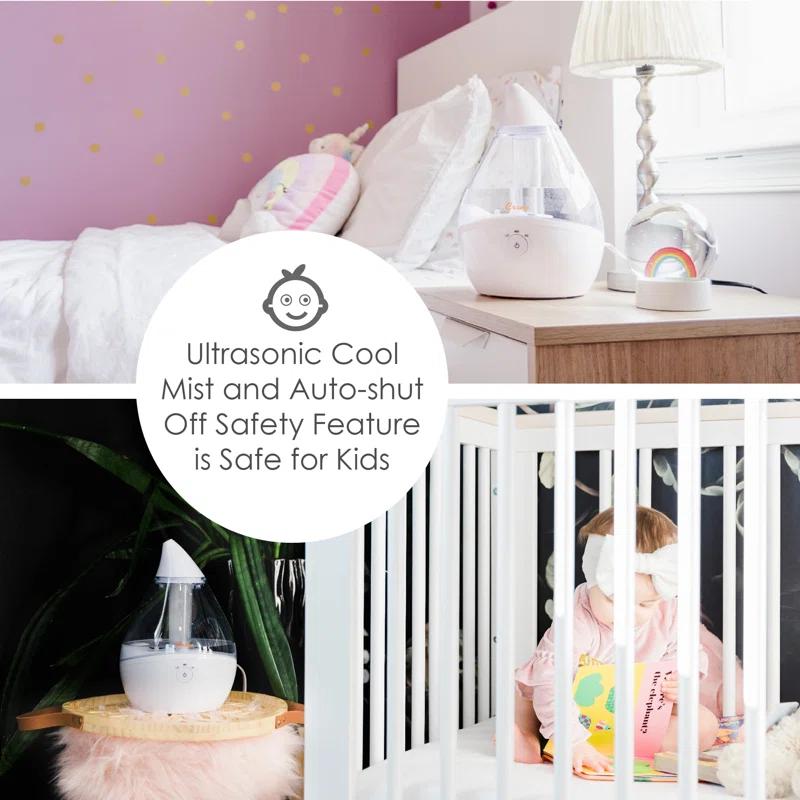 Crane USA Droplet Cool-Mist Humidifier with Vapor Tray, 0.5. Gal. - Clear & White