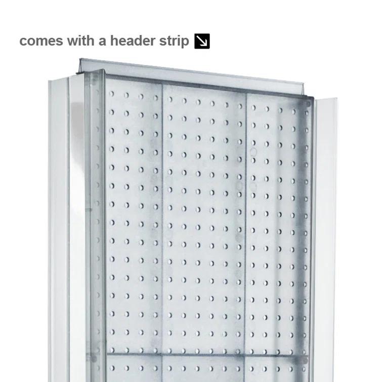 Azar Displays Clear Two-Sided Pegboard Floor Display w/ C-Channel Sides On a Square Studio Base. Panel Size: 16"W x 60"H