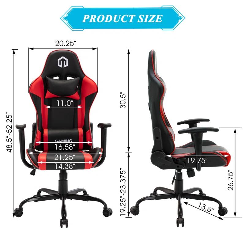 ORORA DEC ORORA DEC Adjustable Reclining Ergonomic Faux Leather Swiveling PC & Racing Game Chair