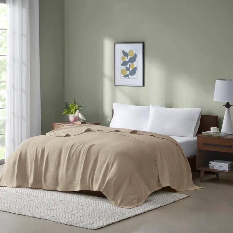 Madison Park Freshspun Basketweave Cotton Blanket