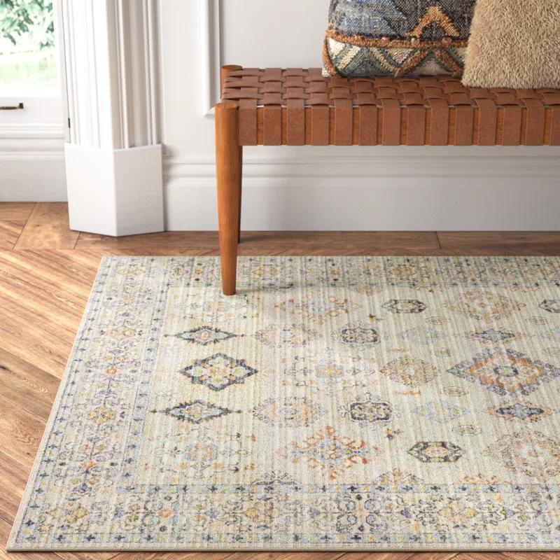 Joss & Main Emmie Oriental Beige/Olive/Denim/Charcoal/Sage Area Rug
