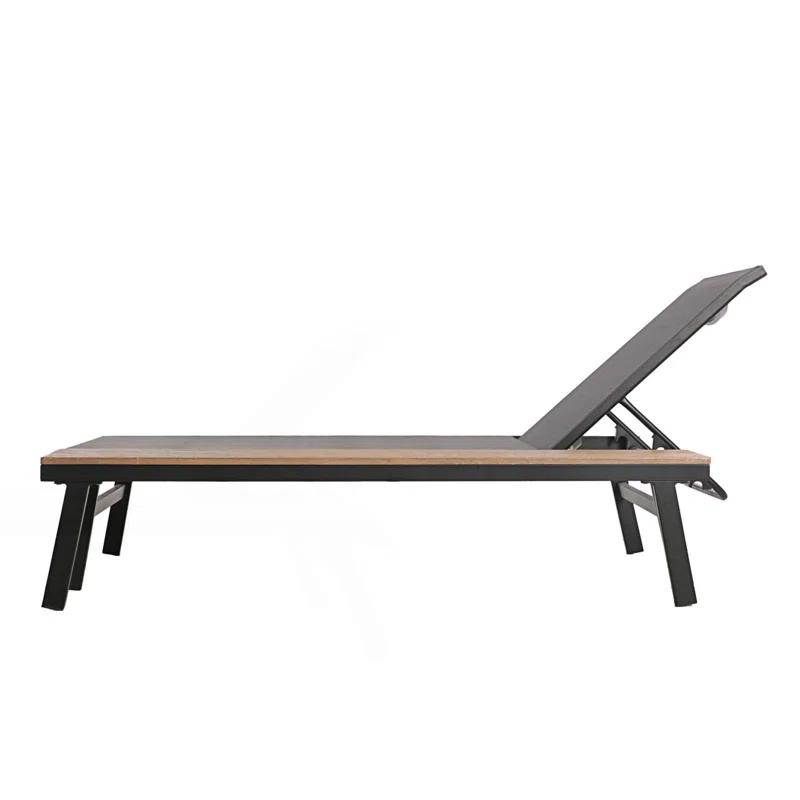 Hokku Designs Waterloo Chaise Lounge With Attached Wood Side Table(Set Of 2)