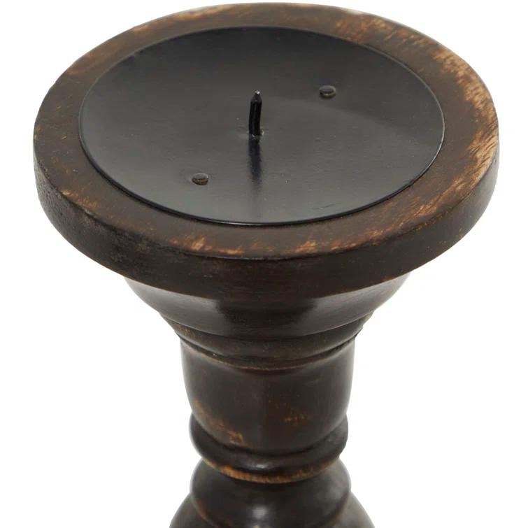 3 Piece Wood Tabletop Candlestick Set