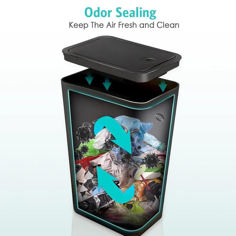 3 Pack 2.6 Gal Small Trash Cans Slim, dog proof. Plastic. For kitchen, bed, office. Fits under.