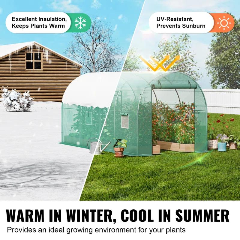 VEVOR Walk-in Tunnel Greenhouse Galvanized Frame PE Cover