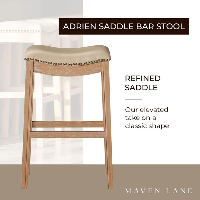 Maven Lane Maven Lane Adrien Backless Saddle Kitchen Stool with Fabric Upholstery