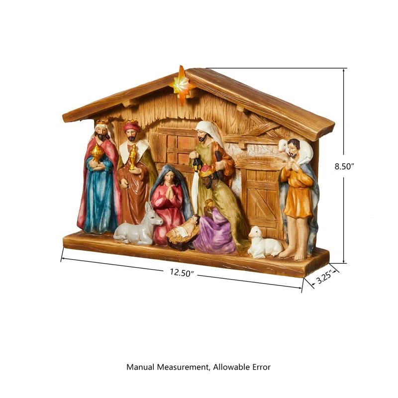 The Twillery Co.® 12.5"L Lighted Resin Nativity House