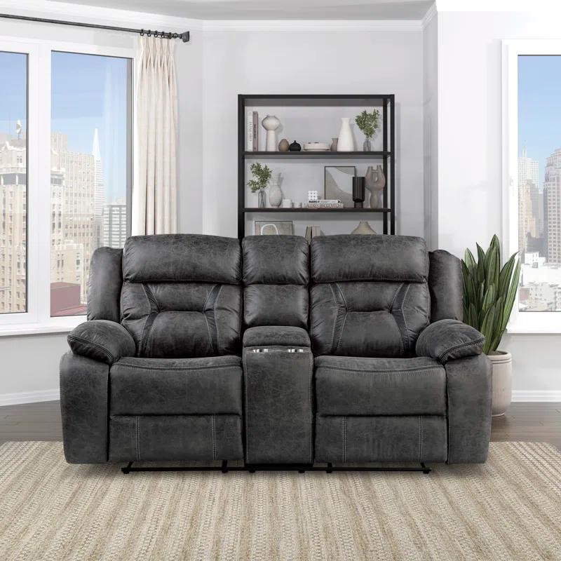 Benjara 74.5'' Upholstered Reclining Loveseat