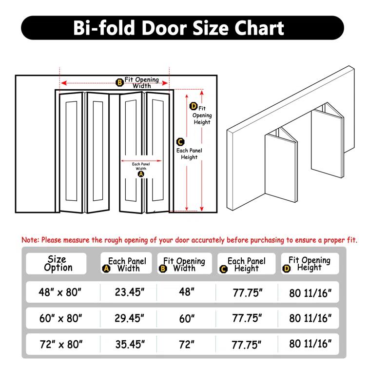 Home Worthy 3 Frosted  Lite Glass Bi-Fold Door With Installation Hardware Kit  And Handle