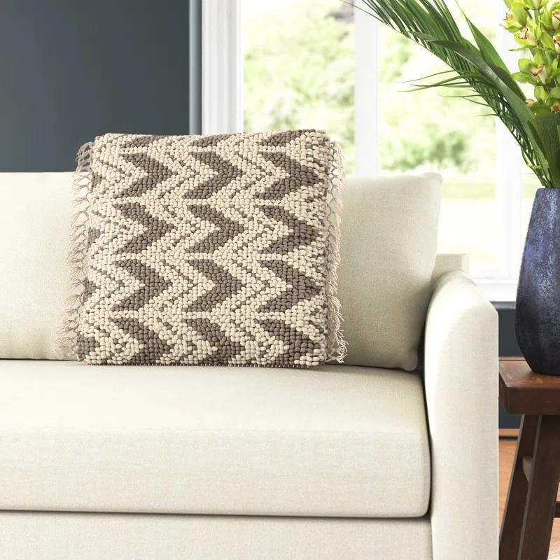 Oakleaf Chevron Polyester,Wool,Cotton Blend Throw Pillow