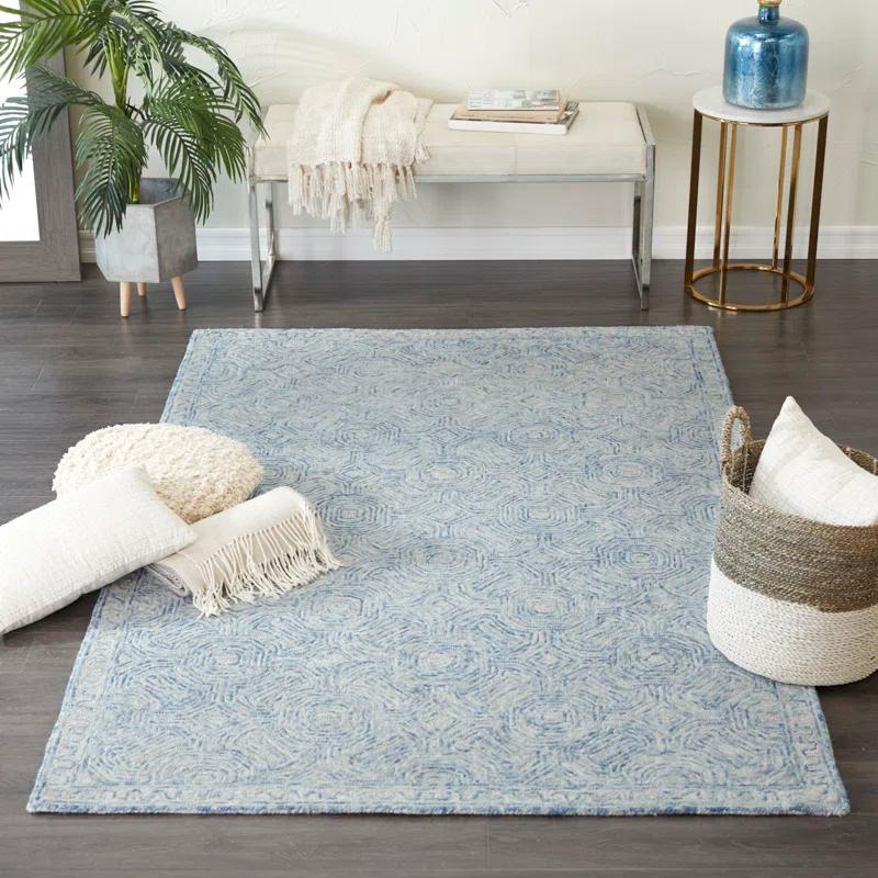 Rowe Handmade Tufted Ivory/Blue Rug