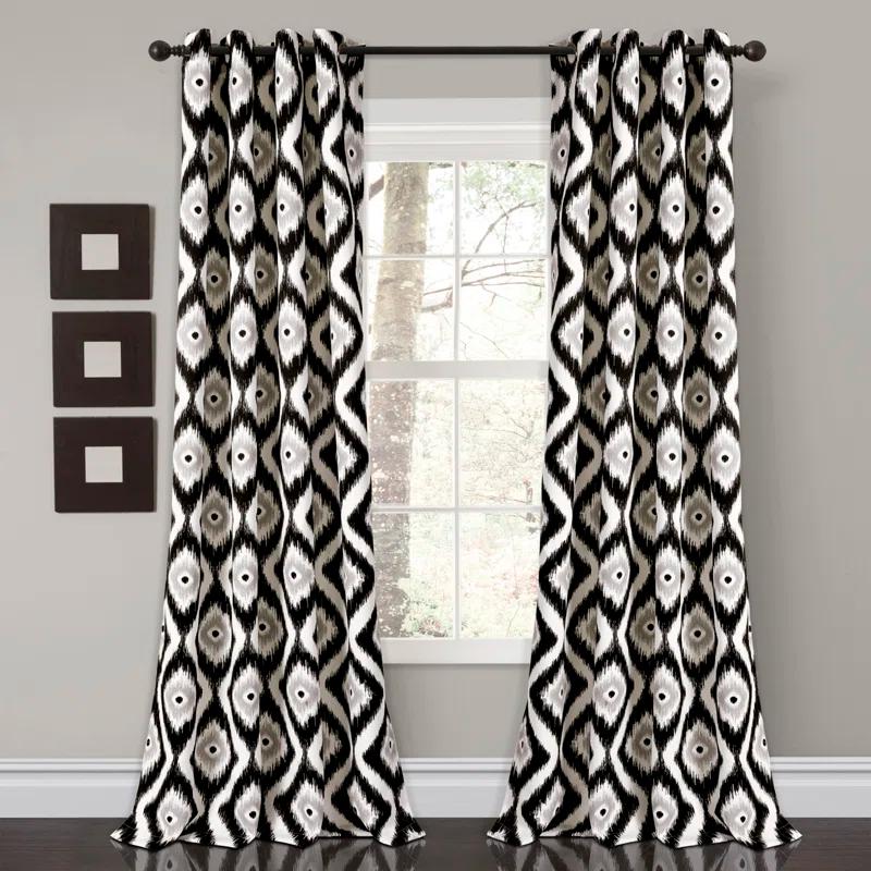 Lush Decor Diamond Ikat Polyester Semi Sheer Curtain Pair (Set of 2)