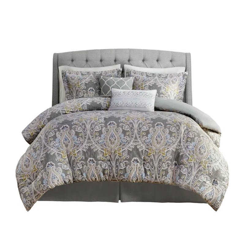Harbor House Hallie Gray Traditional 6 Piece 100% Cotton Comforter Set