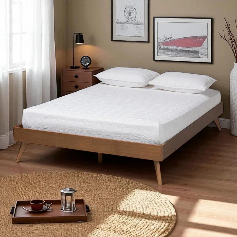 George Oliver Melbourne Full Size Platform Bed in Ash Walnut Finish, 14.76'' H X 56.98'' W X 77.21'' L