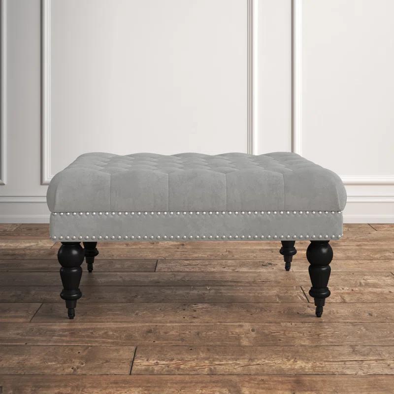 Kelly Clarkson Home Landis 35" Nailhead Trim Tufted Upholstered Ottoman