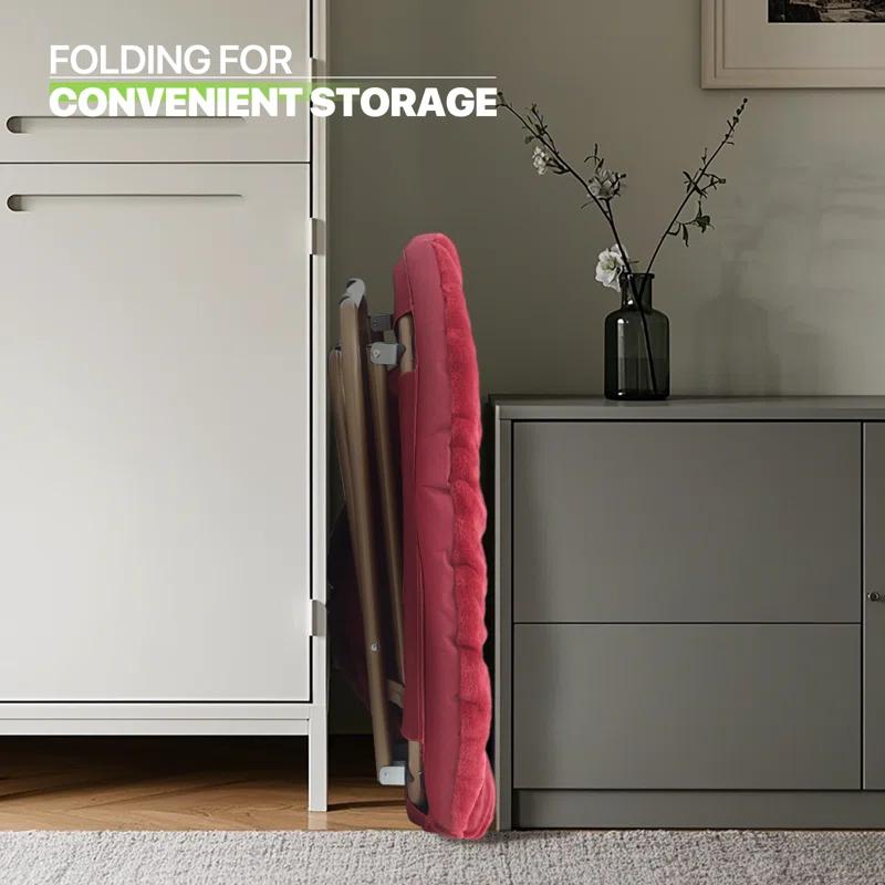 Mercer41 Amey Foldable Round Saucer Chair Portable Dorm Chair Lounge Chair Accent Chair for Bedroom Living Room