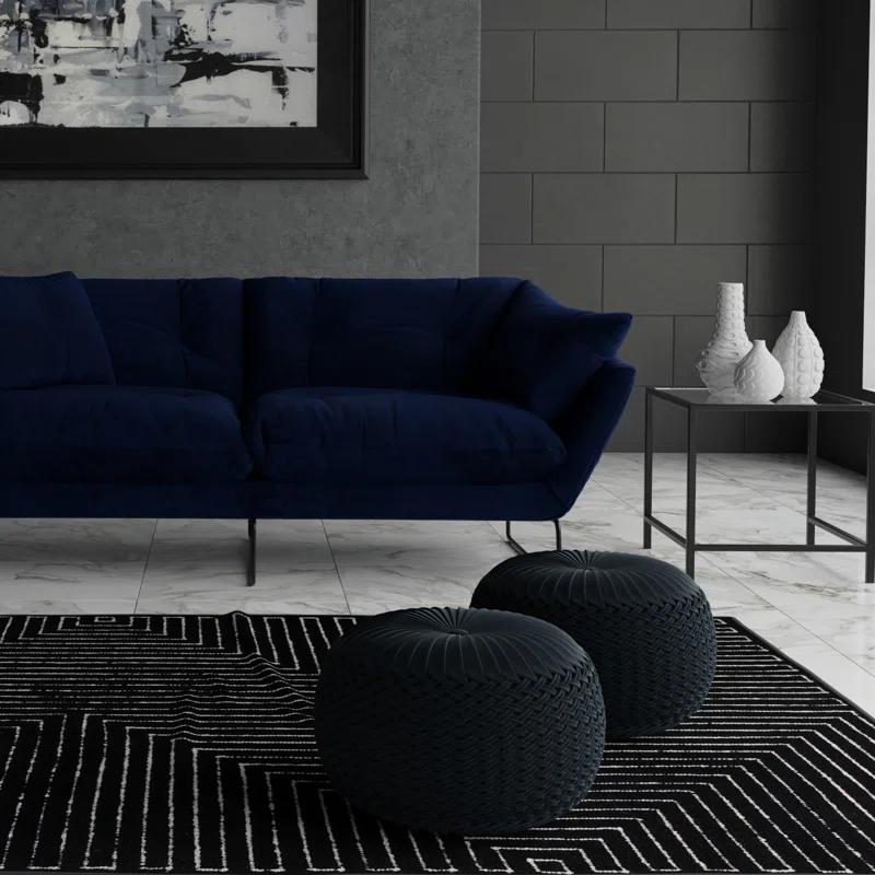 Simpli Home Grafton Velvet Pouf