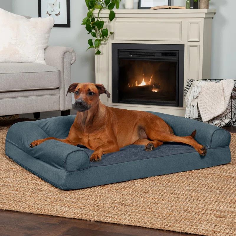 FurHaven Plush & Suede Memory Foam Sofa Style Pet Bed
