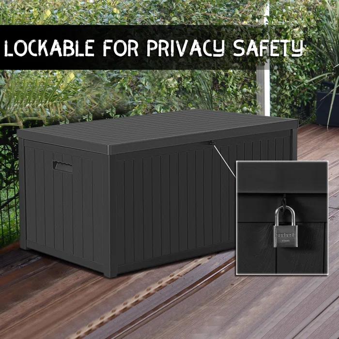Hokku Designs Waterproof 120 Gallon Large Outdoor Indoor Patio Storage Deck Box , Outside Storage Bin for Cushion Pillows, Towels, Garden Tools