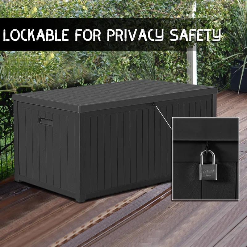 Hokku Designs Waterproof 120 Gallon Large Outdoor Indoor Patio Storage Deck Box , Outside Storage Bin for Cushion Pillows, Towels, Garden Tools