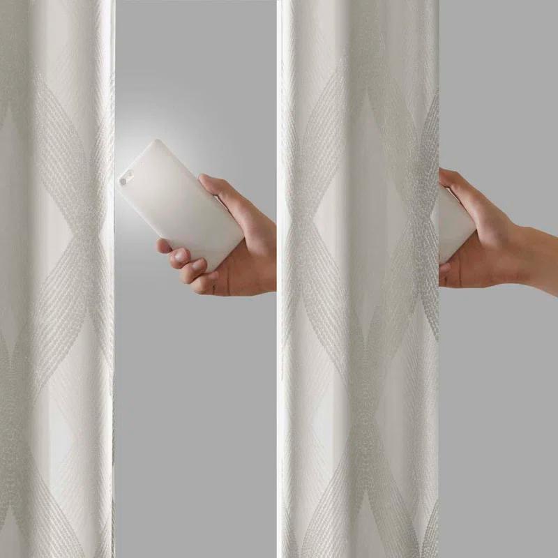 Madison Park Bentley Ogee Knitted Jacquard Geometric Total Blackout Single Curtain Panel