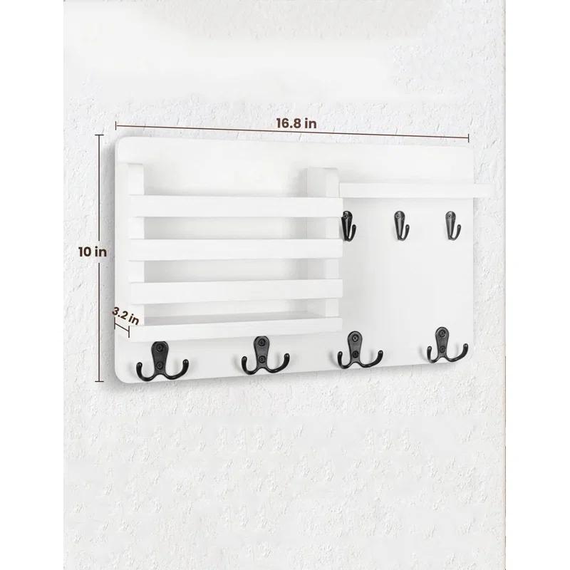ENAMOST Mail Holder For Wall Mail Organizer With Key Hooks With Floating Shelf