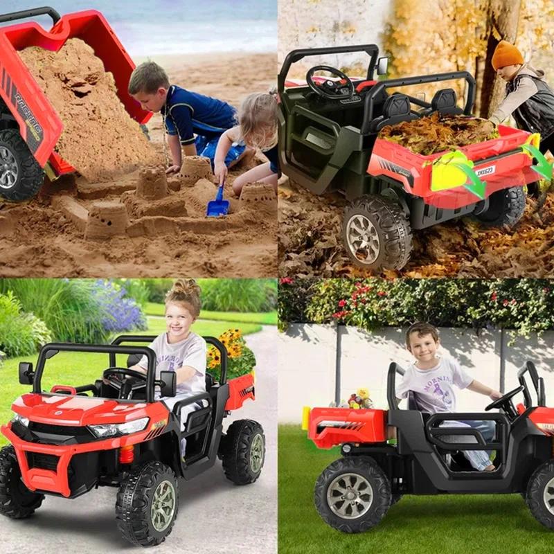 4 Wheels 24V Ride on Dump Truck Toys 2 Seater Kids Ride On UTV Car with Remote Control,Electric Dump Bed