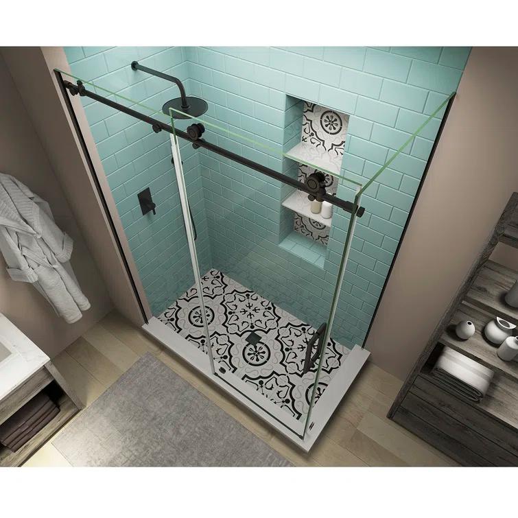 Aston Coraline XL 52" - 56" W x 38" D x 80" H Frameless Rectangle Sliding Shower Enclosure SEN984EZ.UC-MB-563880-R