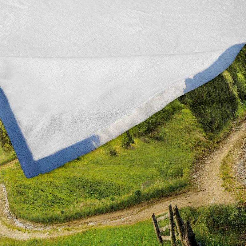 Ambesonne Ambesonne Nature Fleece Throw Blanket Hillside Meadow Trees Green Blue
