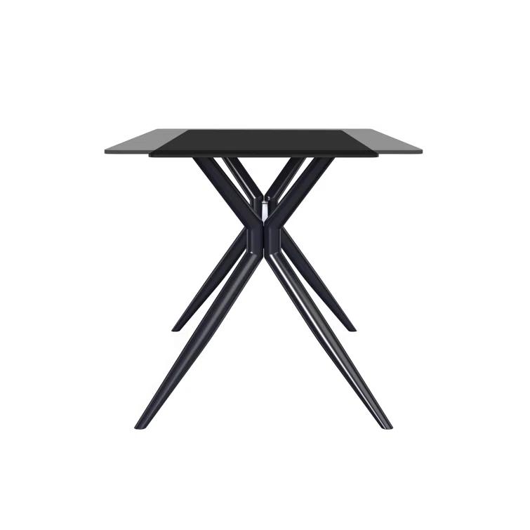 Hokku Designs Senath Modern Dining Table with Sintered Stone Top and Stainless Steel Base