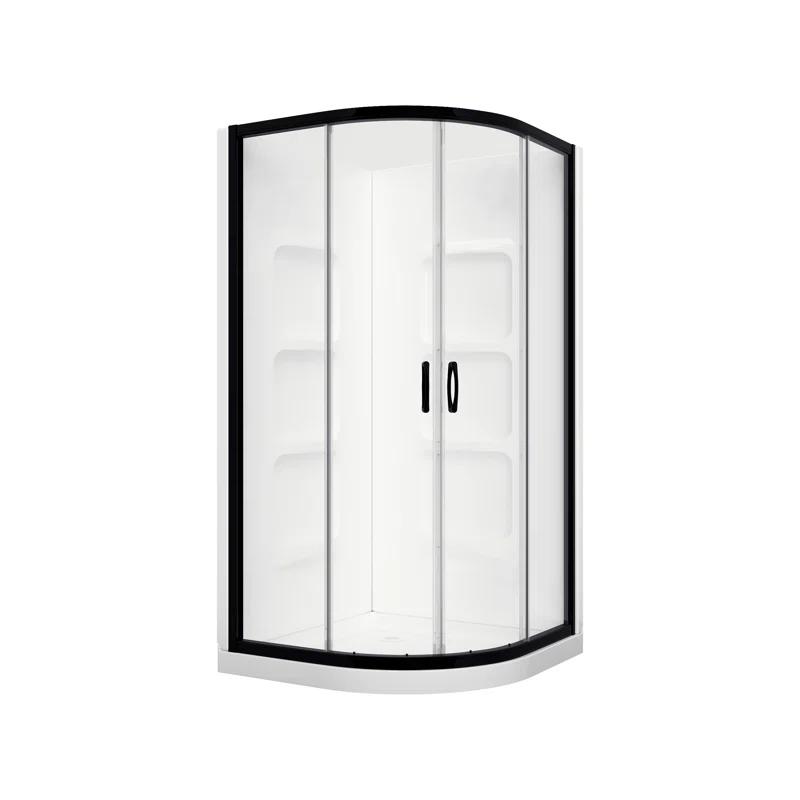 A&E Bath and Shower Mona 38 Black 38.5'' W 74'' H Framed Round Reversible Shower Enclosure
