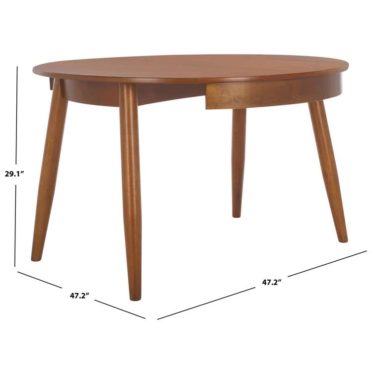 Medium Walnut Round Extendable Rubberwood Dining Table
