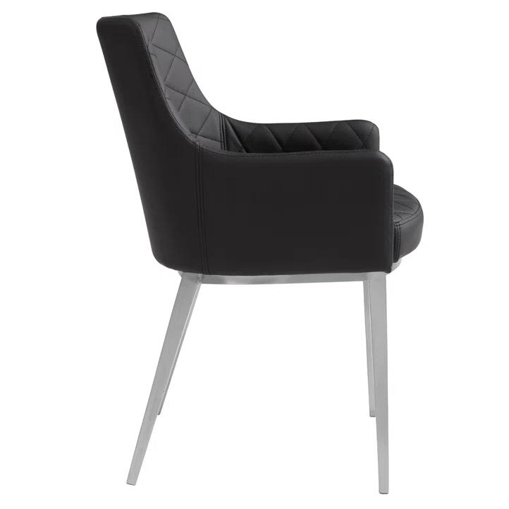 Black Faux Leather Armchair with Metal Legs