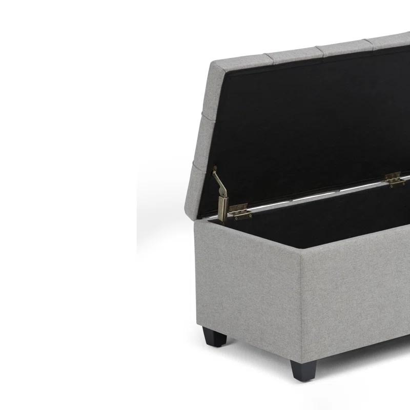 Simpli Home Sienna 33"W Upholstered Storage Ottoman Bench with Lift-Up Tufted Top