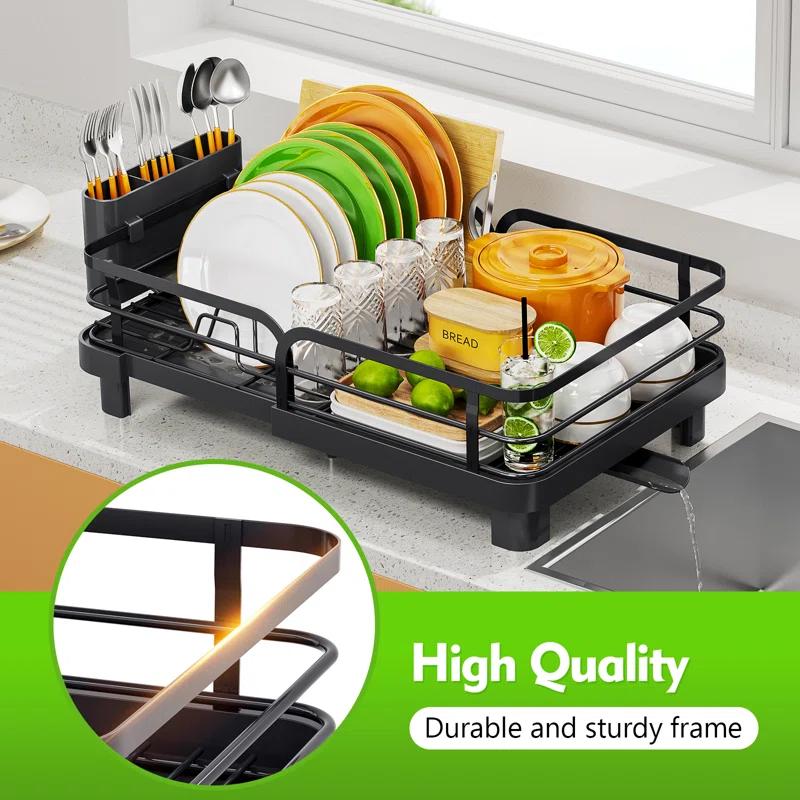 KINGRACK Stainless Steel Expandable Kitchen Dish Rack, Dish Drying Rack for Kitchen Counter, Adjustable Plate Rack,Extra Large Capacity Dish Drainer