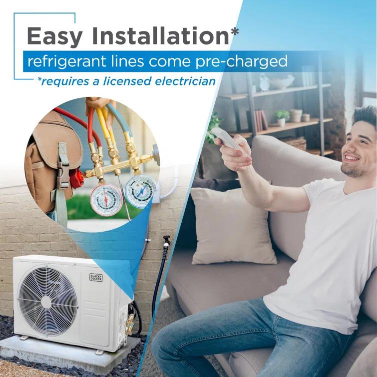 BLACK+DECKER 12,000 BTU Inverter Mini Split Air Conditioner with Heat Pump, Cools & Heats Up To 550 Sq. Ft.