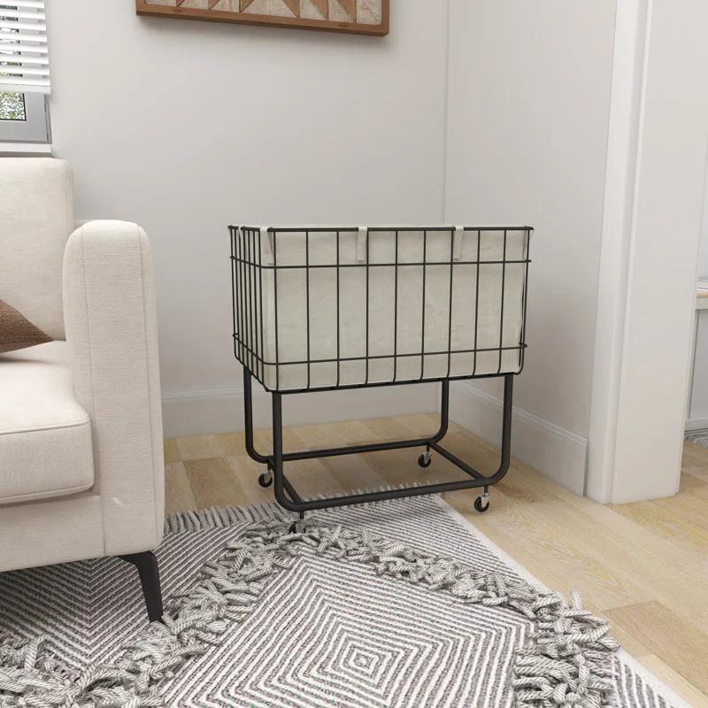 Joss & Main Metal Deep Set Wire Basket Storage Cart with Wheels and Fabric Lining & Reviews | Joss & Main
