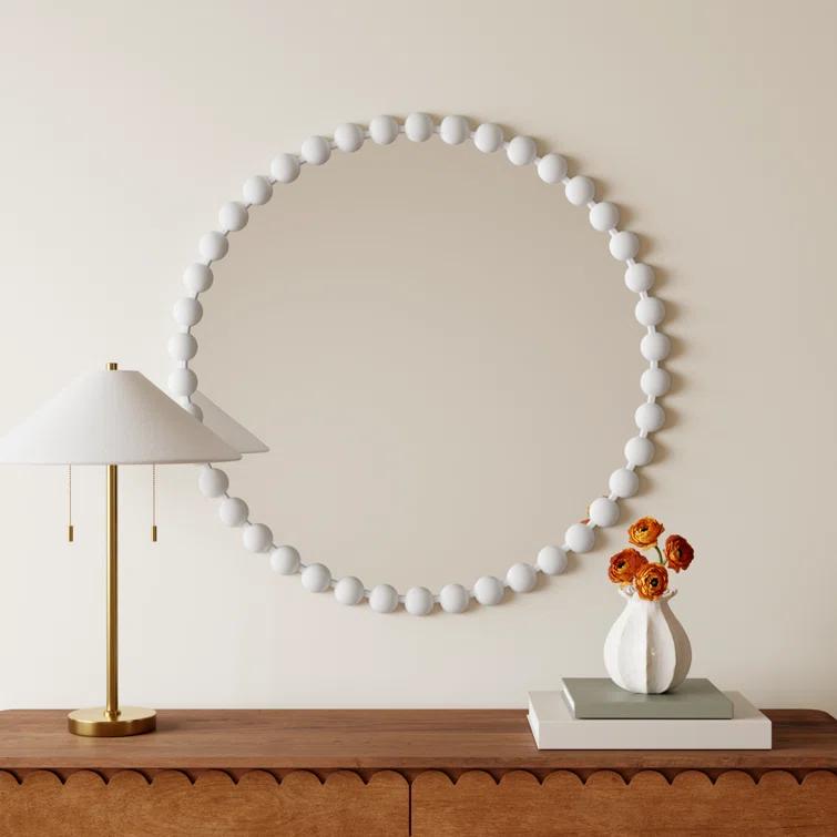 Marlowe Beaded Round Metal Wall Mirror
