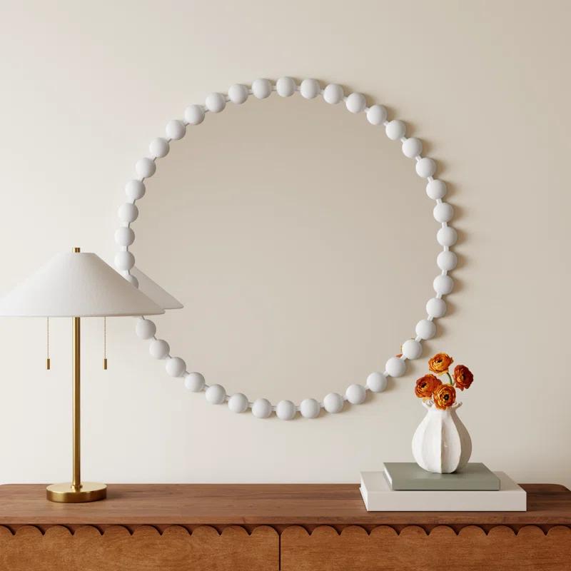 Marlowe Beaded Round Metal Wall Mirror