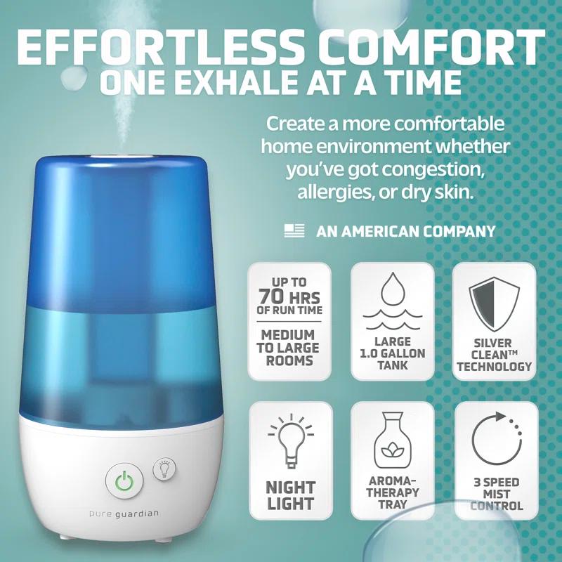 Guardian Technologies PureGuardian 1 Gal. Cool Mist Ultrasonic Tower Humidifier 320 Sq. Ft.