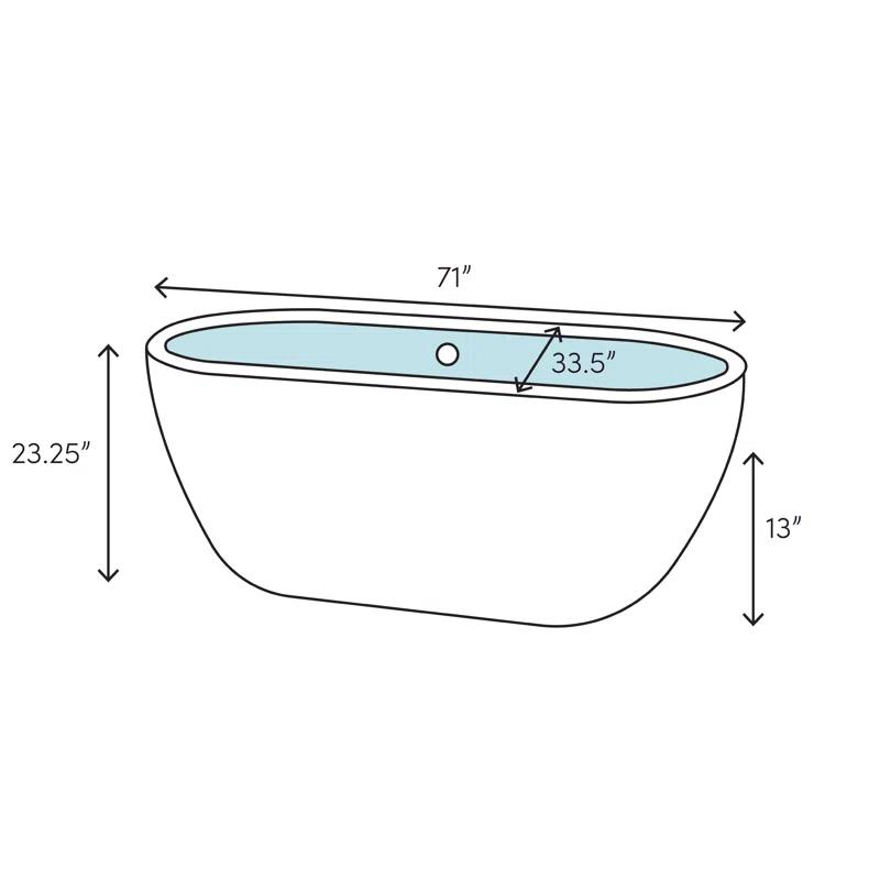 Wyndham Collection WCOBT100371SWTRIM Mermaid 71'' x 33.5'' Freestanding Soaking Acrylic Bathtub