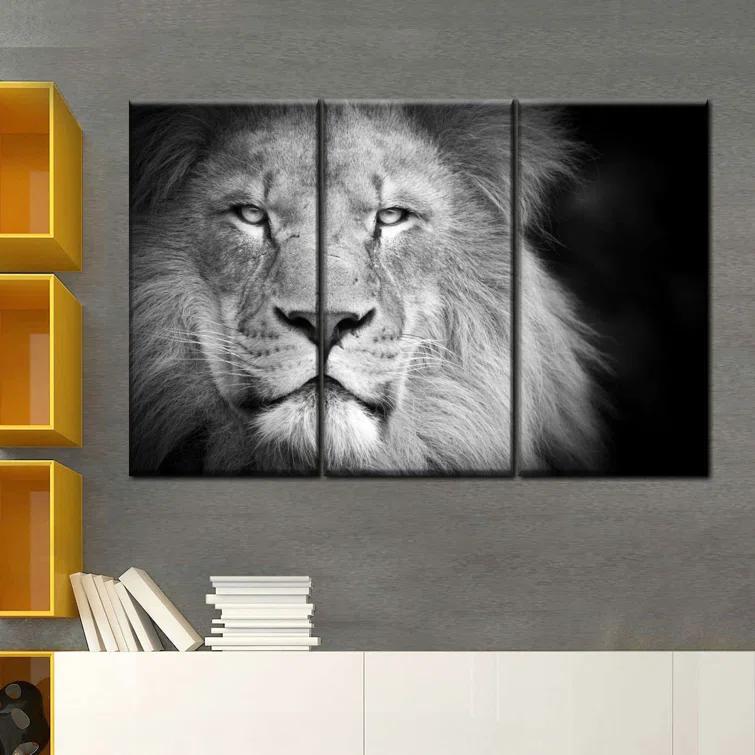 Elephant Stock " Lion Portrait " 3 - Pieces (Set of 3)