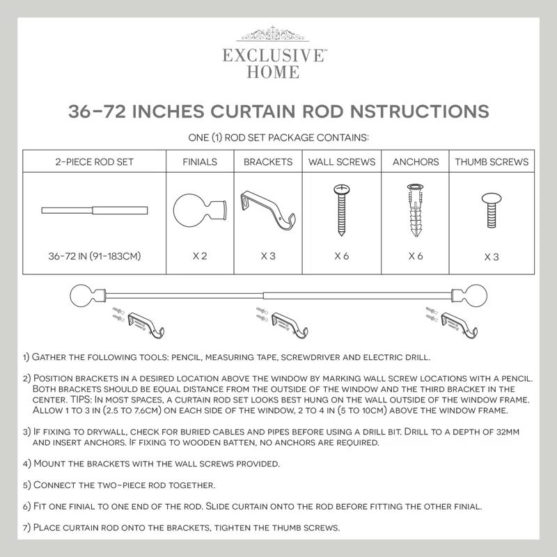 Red Barrel Studio® Exclusive Home Ogee 1" Curtain Rod and Coordinating Finial Set, Adjustable