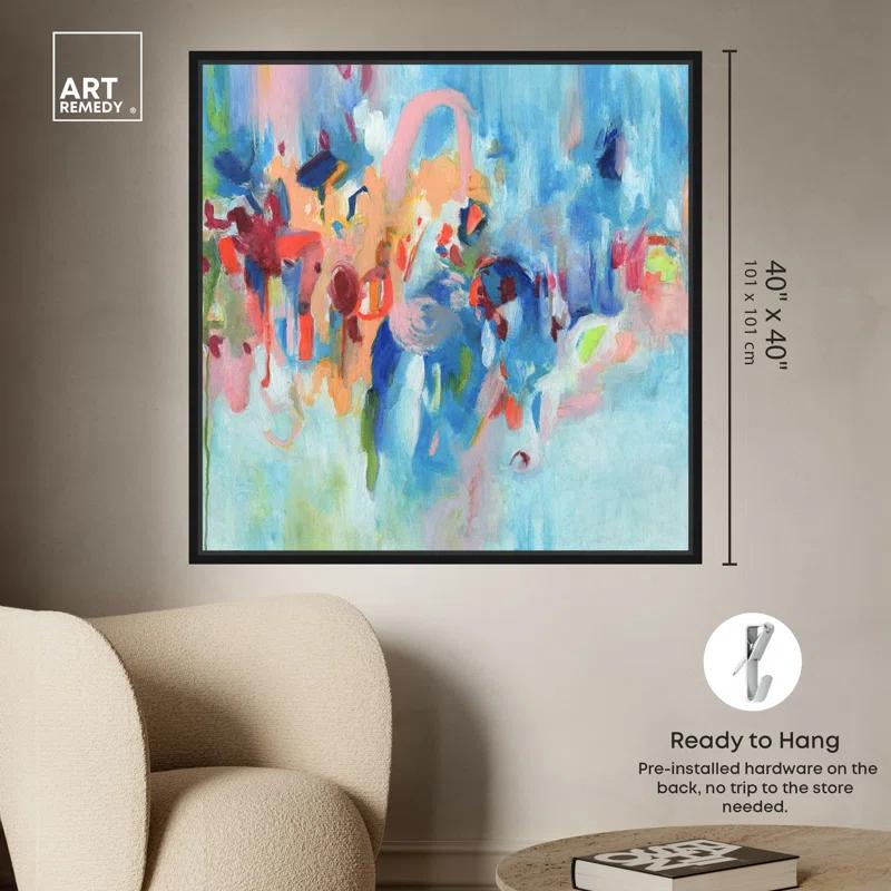 Art Remedy Art Remedy New Sky Framed Blue Abstract 1 Piece Canvas Wall Art 57079