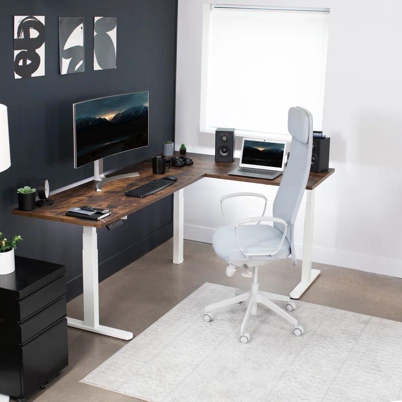 Vivo VIVO White Electric Motor Height Adjustable Corner 3 Leg Standing Desk Frame (Frame Only)