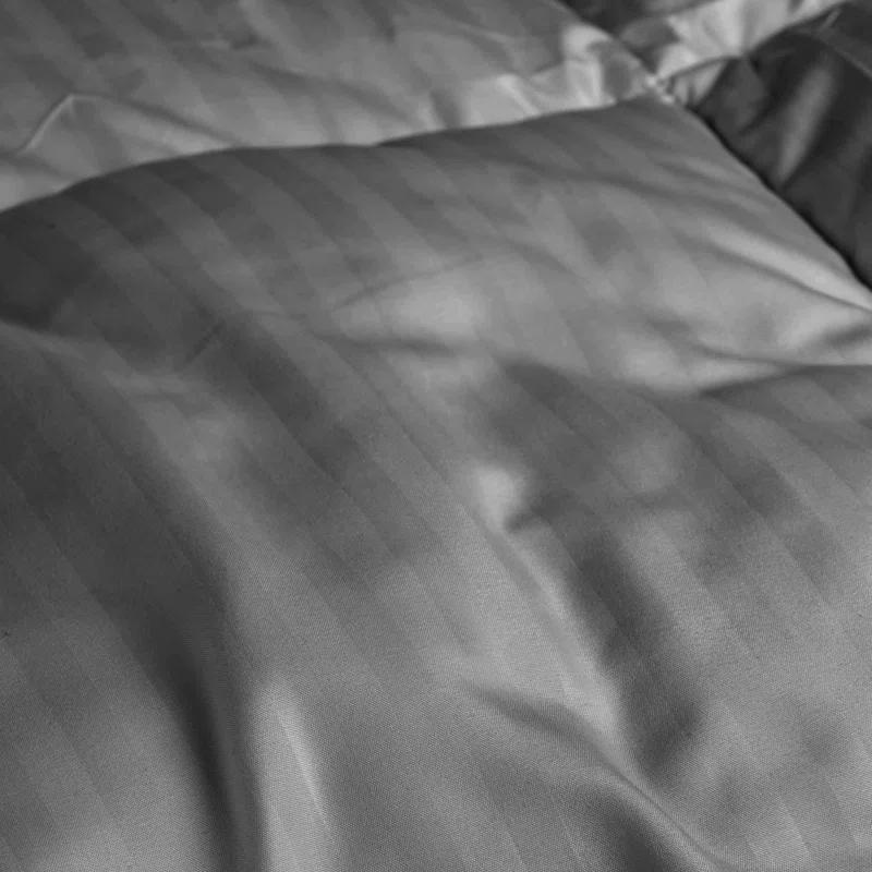 Superior Striped Reversible Box-Quilt Brushed Microfiber Medium Weight Down Alternative Comforter