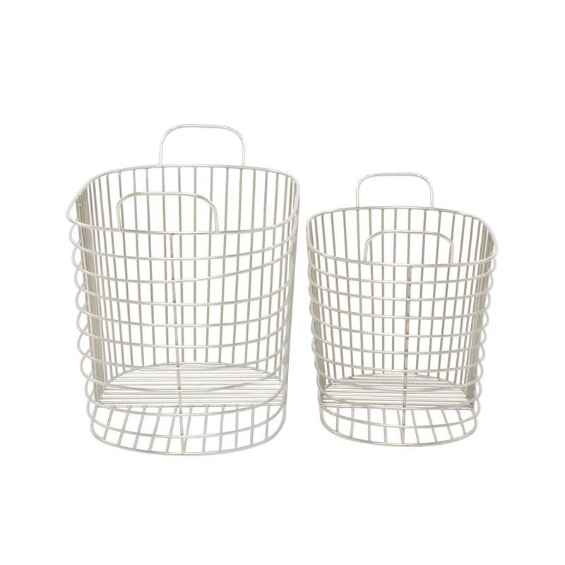 Abbie Metal Basket With Handles - Set of 2