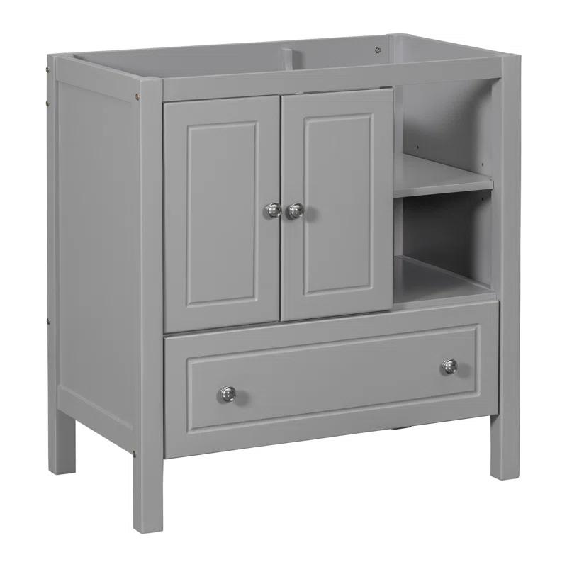 Tech Cube 30" Bathroom Vanity Base Only, Solid Wood Frame, Bathroom Storage Cabinet With Doors And Drawers